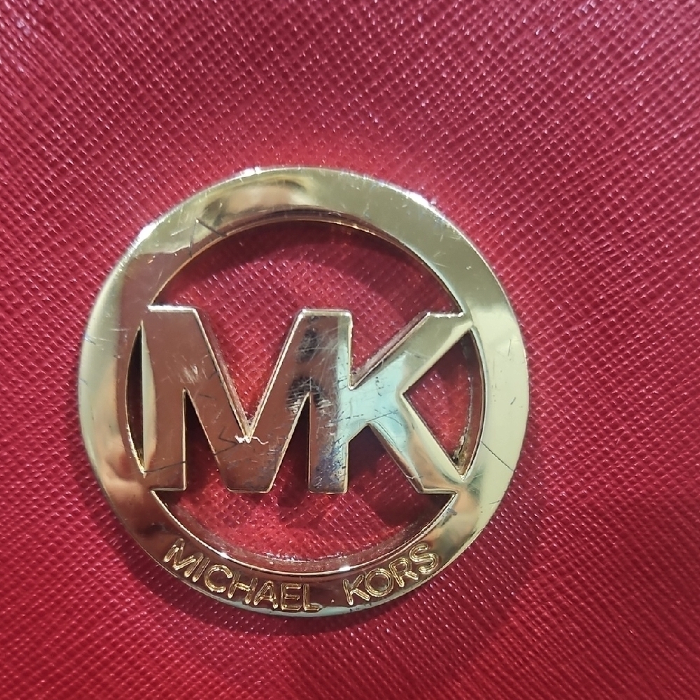 Michael Kors Cherry Red Tote with Gold Logo - Picture 2 of 10